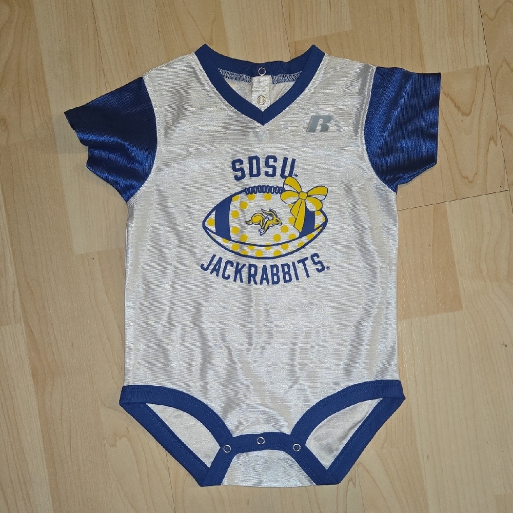SDSU Jackrabbits Football Russell 12M Baby Jersey Onesie